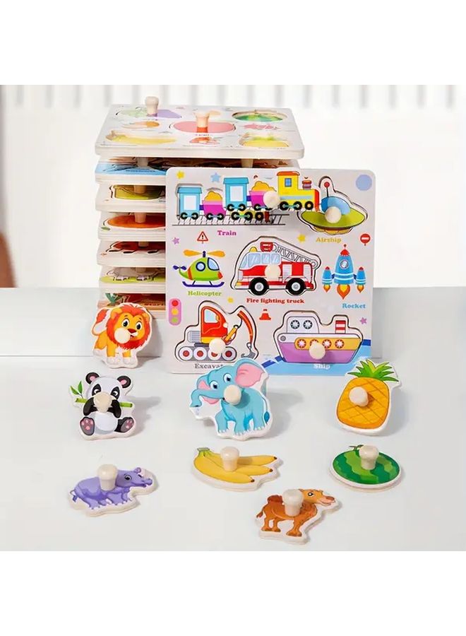 Wooden 3D Puzzle Toy Fruit Themed Preschool Math Geometric Shape Matching Board - Image 4