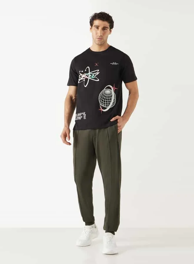 ADOT by Splash Printed Crew Neck T-shirt with Short Sleeves