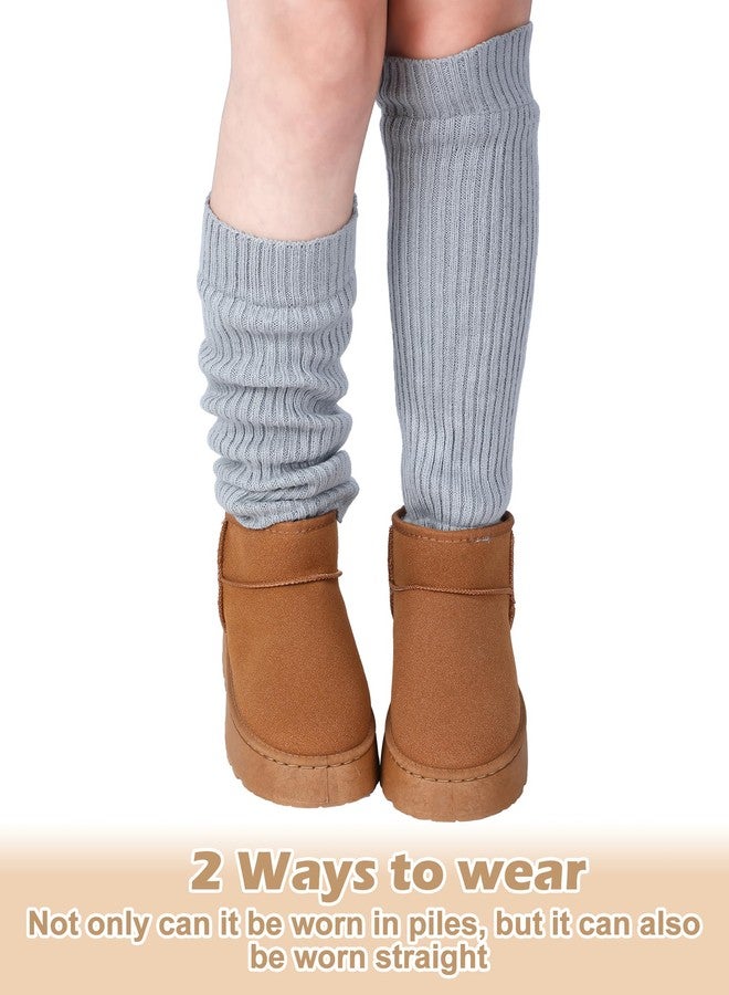 Chuarry 5 Pairs Women Fleece Lined Leg Warmers Warm Long Boot Socks Knit Thick Calf Warmers for Winter Ice Skating Daily Wear(Black, White, Light Grey, Pink, Khaki,Vertical) - Image 5