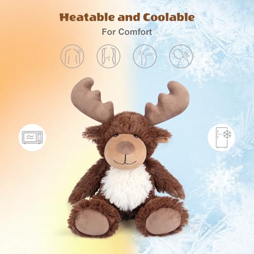 SuzziPals Heatable Coolable Moose Stuffed Animal Plushies Microwavable Heating Pad for Soothing Relaxation Lavender Scent Stuffed Plush Toys for Stress Relief Christmas Stuffed Animals Gifts - Image 5