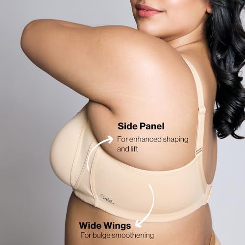 NYKD (NYB190 Cotton Non Padded & Non Wired Everyday Lace Bra for Women | Full Coverage Bra with Super Soft Wide & Thick Straps - Nude - Image 3