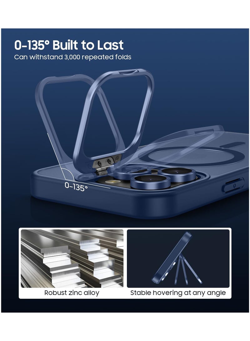 Aookay Case for iPhone 16 Pro Max Compatible with MagSafe, Built-in Invisible Camera Stand, Translucent Matte Skin Feeling Protective Phone Cover (Blue) - Image 2