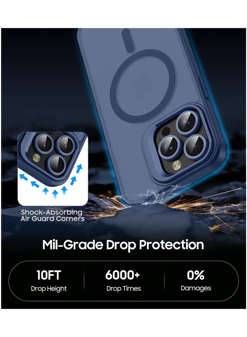 Aookay Case for iPhone 16 Pro Max Compatible with MagSafe, Built-in Invisible Camera Stand, Translucent Matte Skin Feeling Protective Phone Cover (Blue) - Image 3