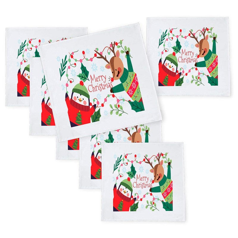 Khakee مناديل طاولة حرير تفطة بموضوع عيد الميلاد 6 قطع 10x10 لتزيين عيد الميلاد زينة عيد الميلاد هدية عيد الميلاد npxmas095P - Image 1