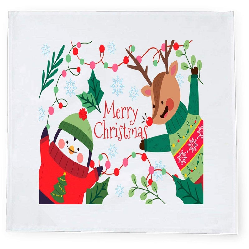 Khakee مناديل طاولة حرير تفطة بموضوع عيد الميلاد 6 قطع 10x10 لتزيين عيد الميلاد زينة عيد الميلاد هدية عيد الميلاد npxmas095P - Image 2