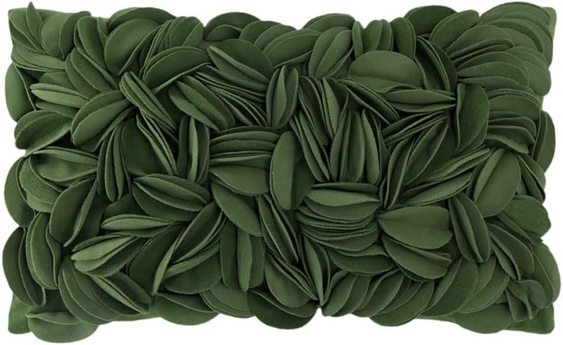 KINGROSE 3D Flower Throw Pillow Cover Solid Decorative Accent Pillow Case Soft Cushion Cover for Sofa Couch Chair Bed 12 x 20 Inches Grass Green - Image 1