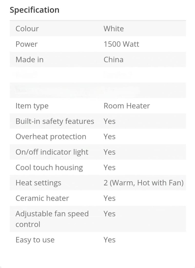 Generic - Room Heater with 360° Air Flow, Tip-Over & Overheat Protection, 2 Heat Settings Warm & Hot with Fan, Built-in Safety Features, Cool Touch Housing, Adjustable Fan Speed Control, Floor Standing Ceramic Heater - Image 1
