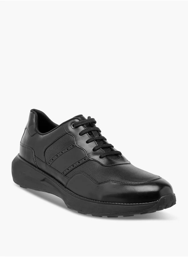 لو كونفورت Men's Leather Panelled Lace-Up Sneakers
