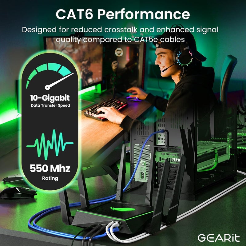 GearIT Cat 6 Ethernet Cable Pack - 24-Pack 5 ft Cat6 Ethernet Patch Cables | RJ45 Network Patch Cable, 10 Gbps Snagless Gold-Plated Connectors - Ethernet Cable Cat 6 for PC, TV, Router - Blue - Image 4
