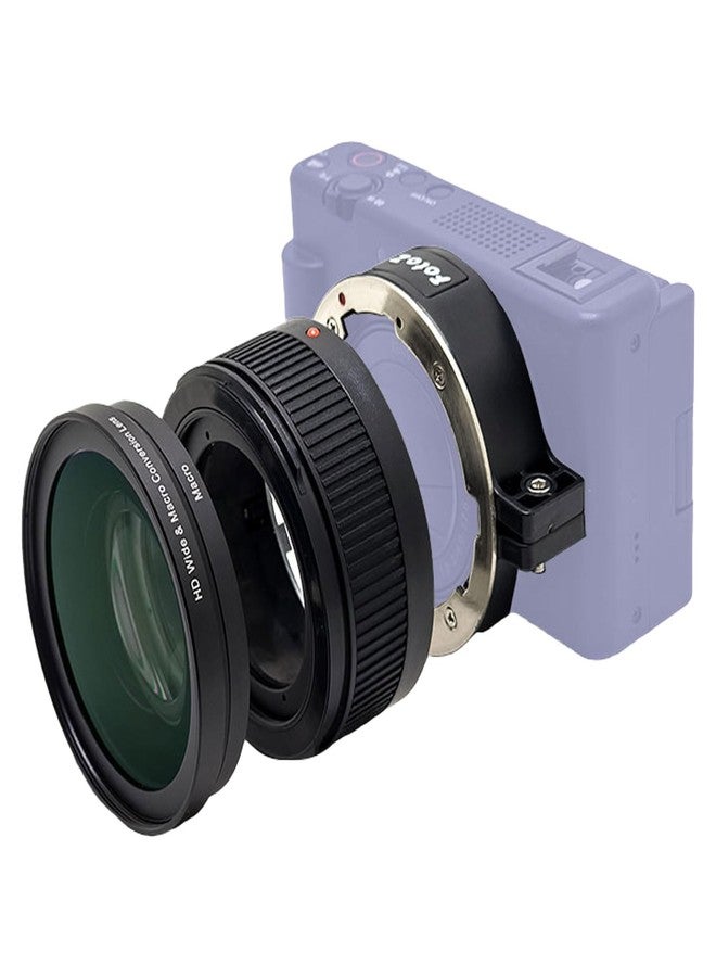 عدسة FotoZ ذات الزاوية الواسعة متوافقة مع كاميرا Sony Vlogcam ZV-1 M2، عدسة تحويل 2 في 1 عالية الدقة واسعة الزاوية وماكرو مع أنبوب تمديد، ومحول عدسة بتركيب حربة - Image 1