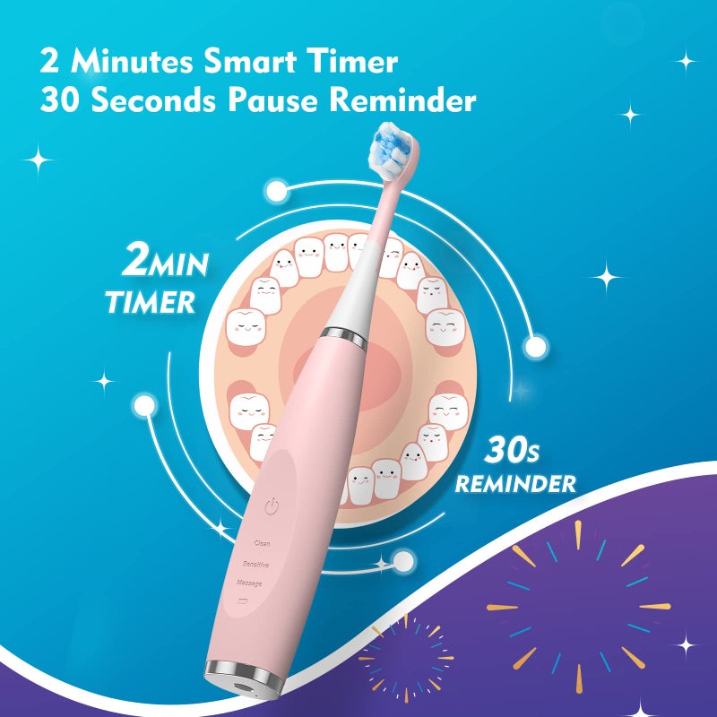 FUMEIKANG Kids Electric Toothbrushes Sonic Rechargeable Tooth Brush Gifts for Boys and Girls Smart Timer Power Toothbrush - Blue 3 4 5 6 7 8 9 10 11 12 (Blue) - Image 2