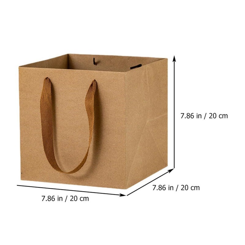 NIYANGLE 6 Pieces Kraft Paper Bags with Handles Square Storage and Take Out Bags for Flowers Cakes Gifts and Bonsai Packaging - Image 3