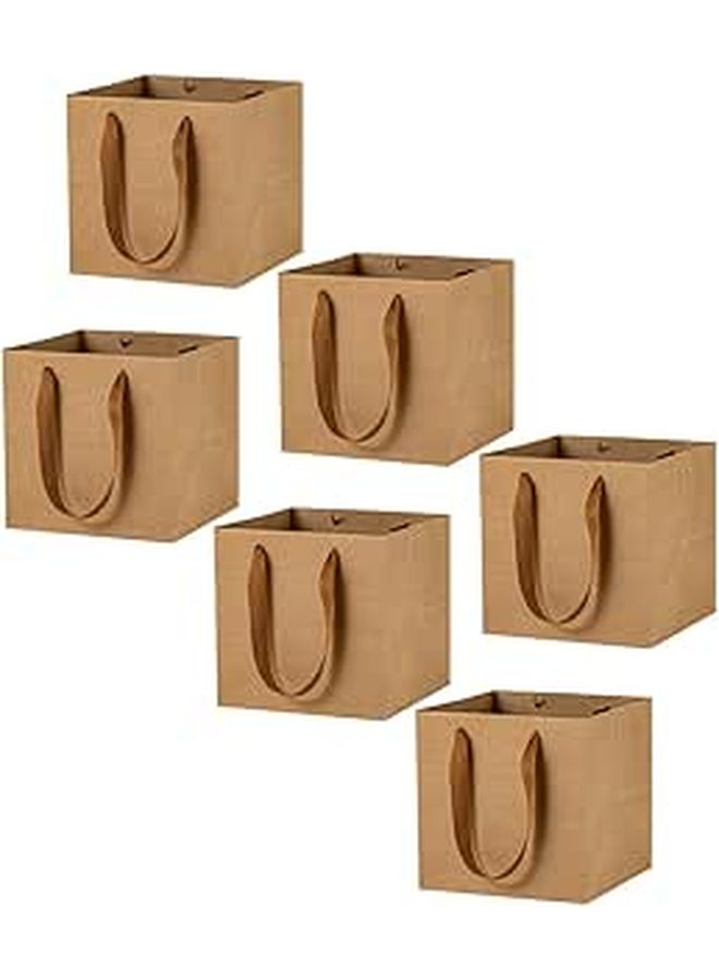 NIYANGLE 6 Pieces Kraft Paper Bags with Handles Square Storage and Take Out Bags for Flowers Cakes Gifts and Bonsai Packaging - Image 1