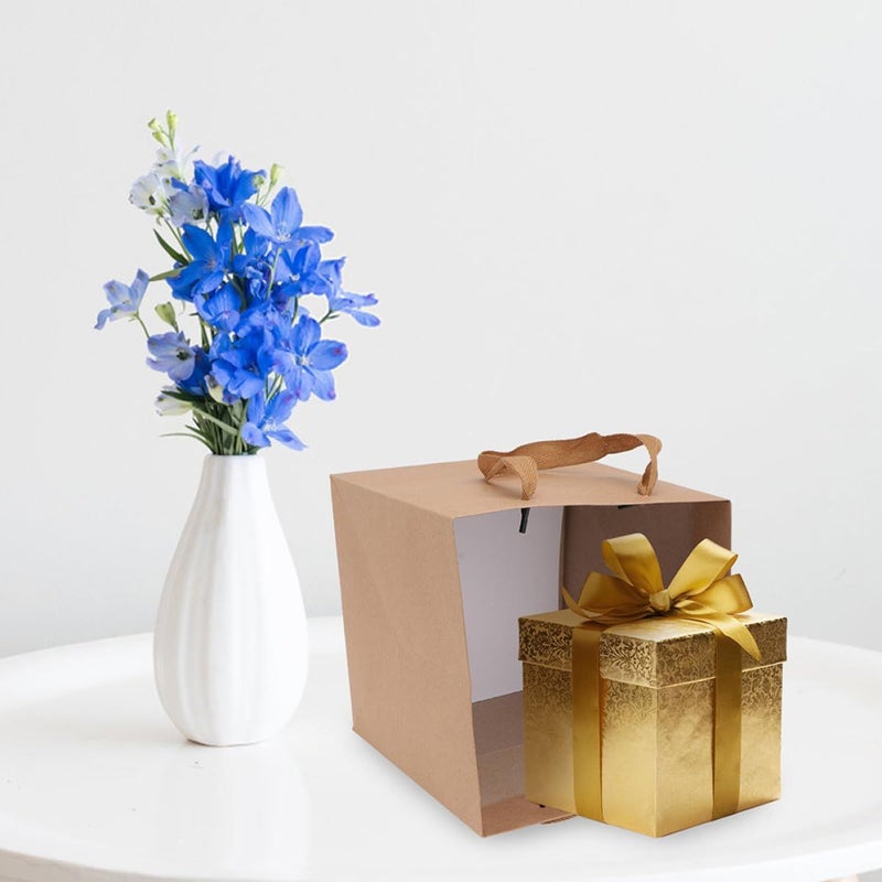 NIYANGLE 6 Pieces Kraft Paper Bags with Handles Square Storage and Take Out Bags for Flowers Cakes Gifts and Bonsai Packaging - Image 5
