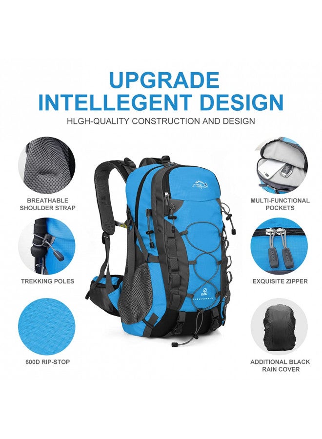 INOXTO lightweight Hiking Backpack 35L/40L Hiking Daypack with Waterproof Rain Cover Camping Backpack for Travel Camping Outdoor for Men and Women (40L Blue) - Image 3