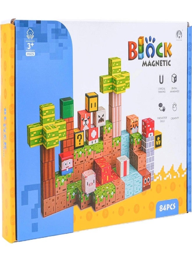 Knick Knack Magnetic World Building Blocks Set | Mini Themed Magnetic Cubes for Kids Ages 3 and Up (84 Pieces) - Image 1