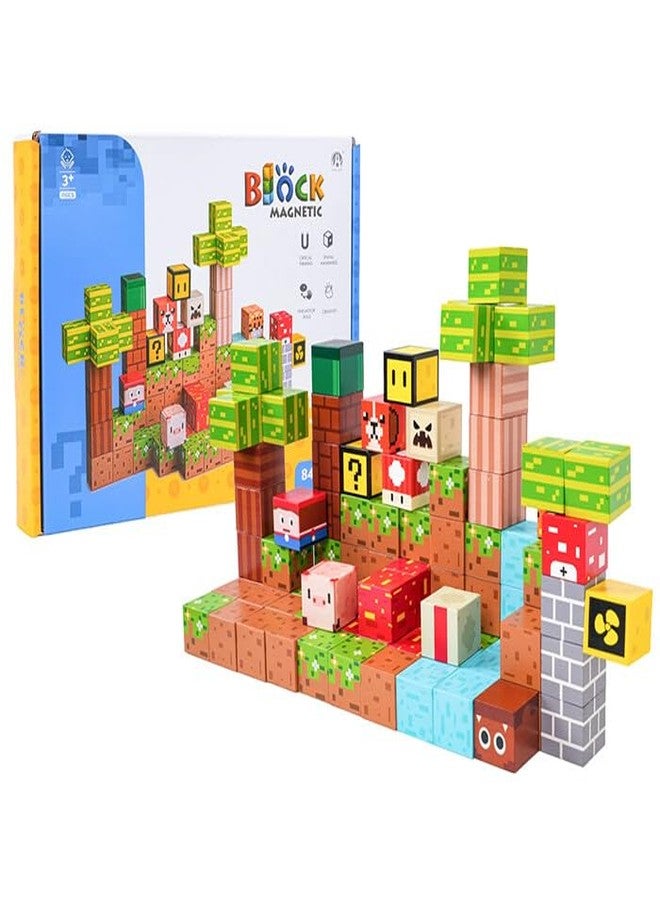 Knick Knack Magnetic World Building Blocks Set | Mini Themed Magnetic Cubes for Kids Ages 3 and Up (84 Pieces) - Image 3