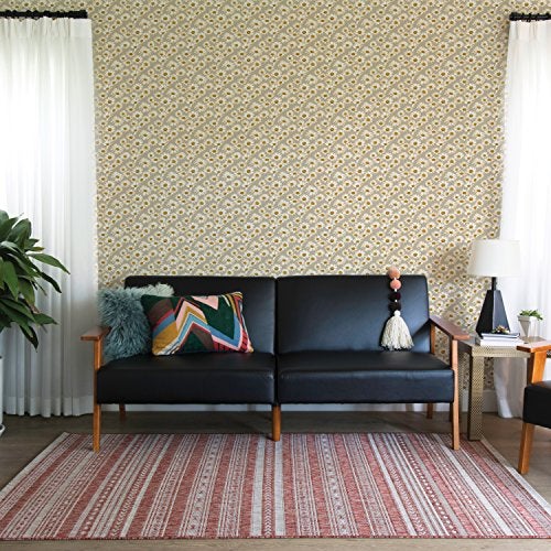 Tempaper Novogratz x Tempaper Greige Daisies Removable Peel and Stick Wallpaper, 20.5 in X 16.5 ft, Made in the USA - Image 3