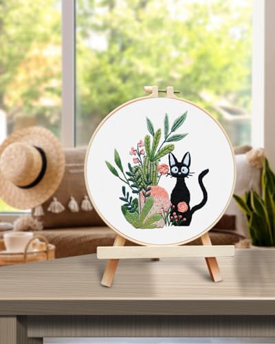 TINDTOP Embroidery Kit for Beginners Adult, Cat Embroidery Kit for Beginners Include Embroidery Cloth Hoops Threads for Craft Lover Hand Stitch with Embroidery Skill Techniques - Image 5