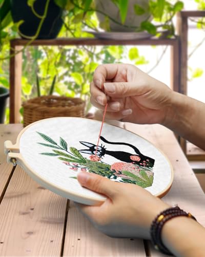 TINDTOP Embroidery Kit for Beginners Adult, Cat Embroidery Kit for Beginners Include Embroidery Cloth Hoops Threads for Craft Lover Hand Stitch with Embroidery Skill Techniques - Image 4