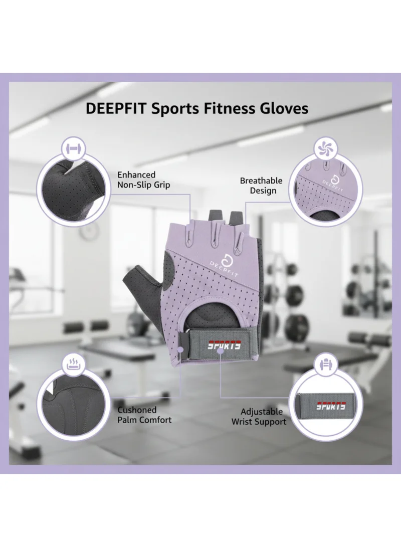 DEEPFIT DEEPFIT Gym Gloves for Men & Women, Breathable Half Finger Weight Lifting Gloves with Padded Palm, Enhanced Grip & Adjustable Wrist Strap for Workout, Strength Training, Fitness & Cycling, Small