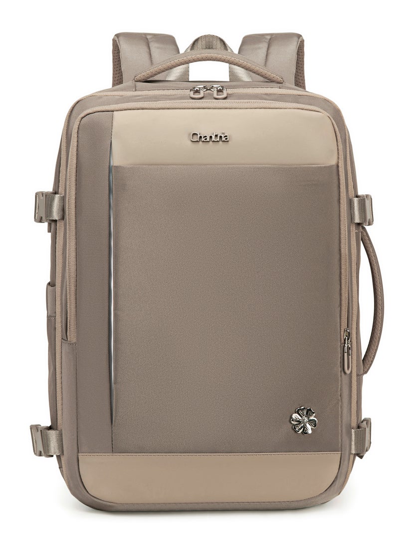 Chantria - Expandable Premium Travel Backpack Water Resistant Multifunctional Backpack with Built in USB port and Headphone Jack for Women, CB00606- Khaki - Image 1