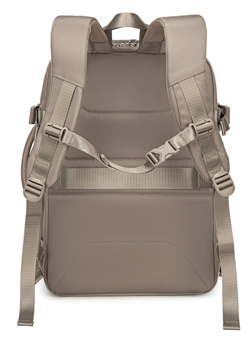 Chantria - Expandable Premium Travel Backpack Water Resistant Multifunctional Backpack with Built in USB port and Headphone Jack for Women, CB00606- Khaki - Image 1
