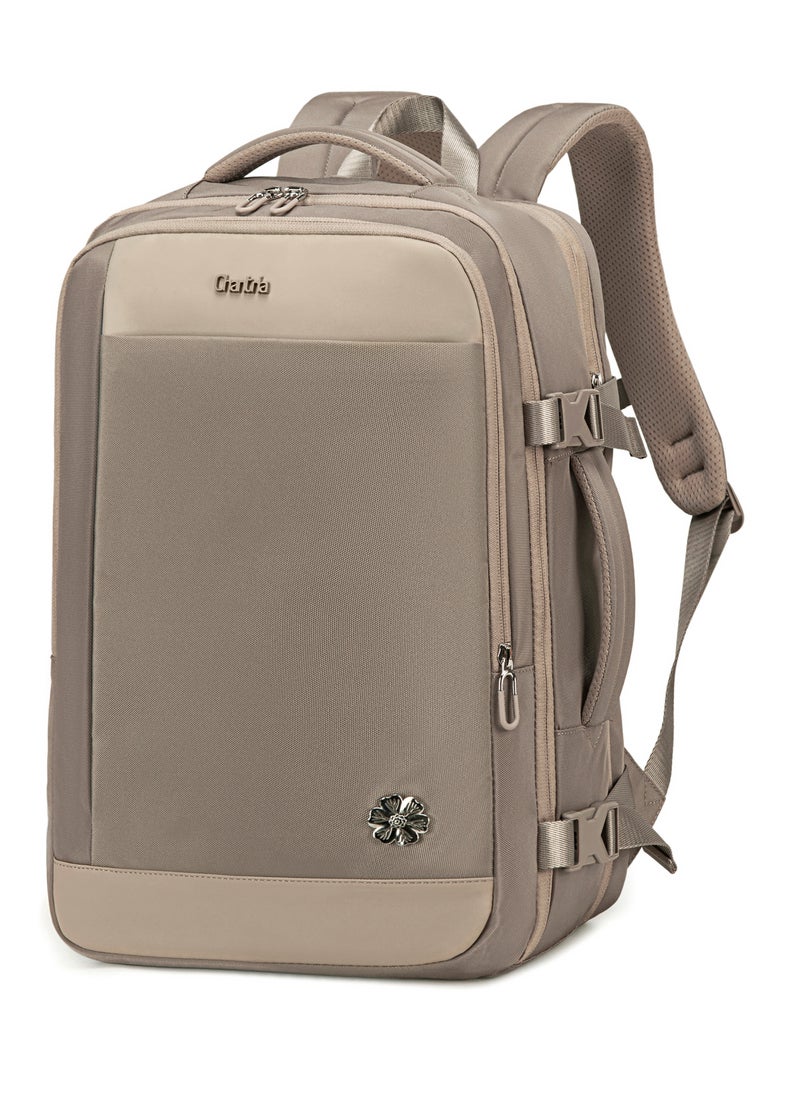 Chantria - Expandable Premium Travel Backpack Water Resistant Multifunctional Backpack with Built in USB port and Headphone Jack for Women, CB00606- Khaki - Image 1
