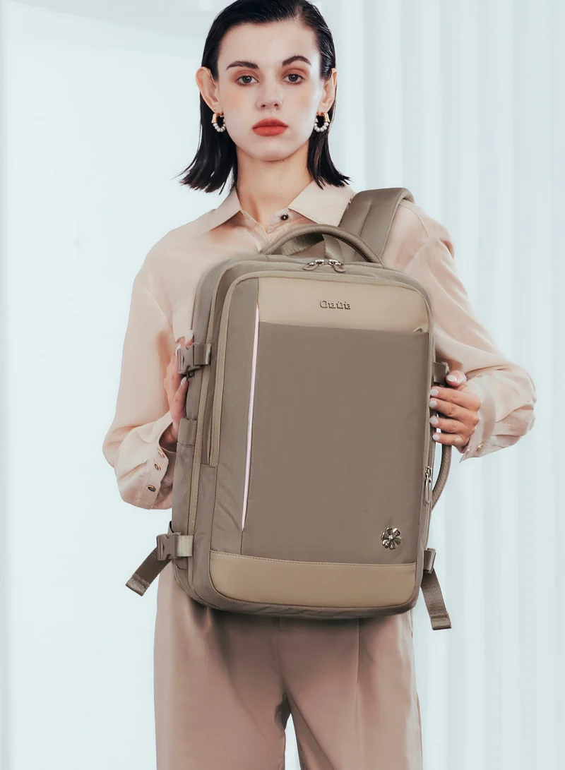 Chantria Expandable Premium Travel Backpack Water Resistant Multifunctional Backpack with Built in USB port and Headphone Jack for Women, CB00606, Khaki