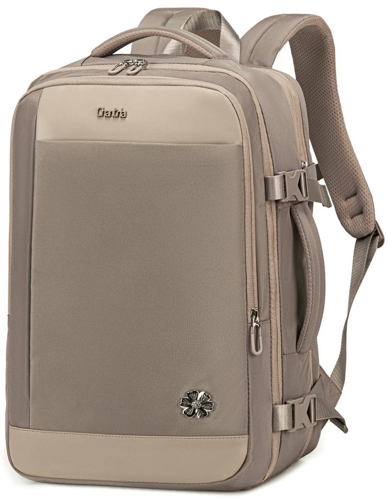 Chantria Expandable Premium Travel Backpack Water Resistant Multifunctional Backpack with Built in USB port and Headphone Jack for Women, CB00606, Khaki - Image 1