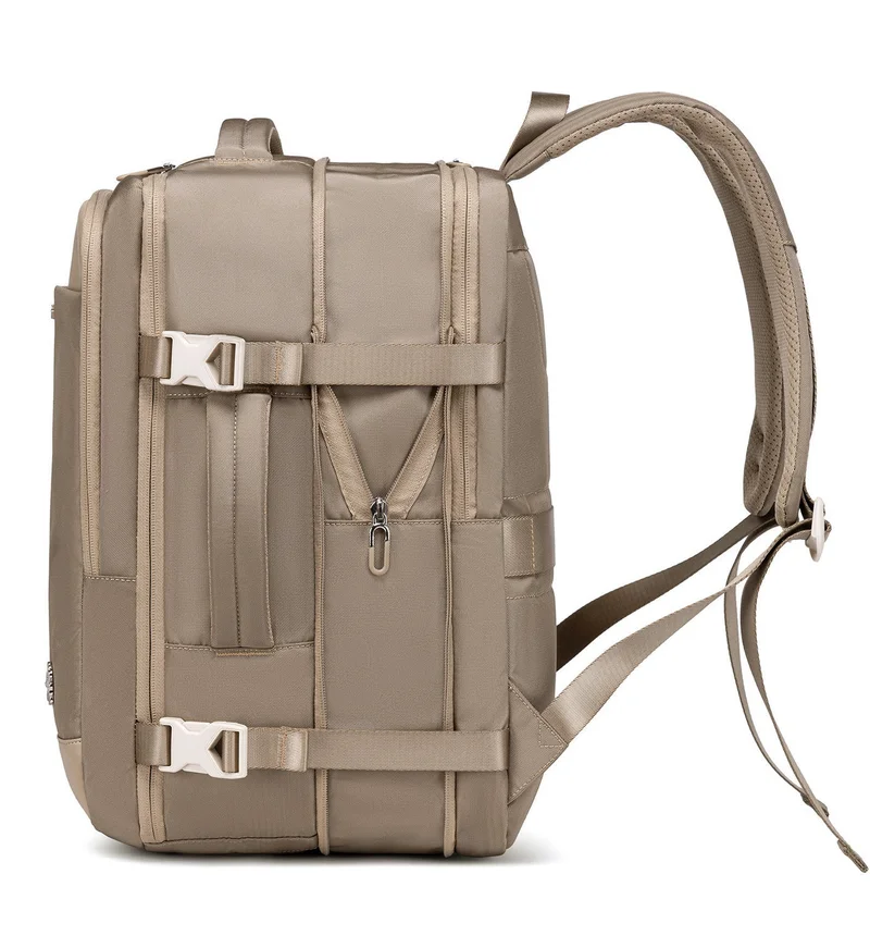 Chantria Khaki Expandable Premium Travel Backpack Water Resistant Multifunctional Backpack with Built in USB port and Headphone Jack for Women, CB00606, Khaki for Women | Best Price UAE
