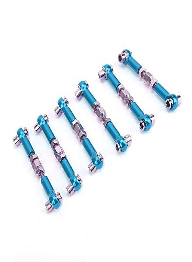 Tbest RC Pull Rod, 6Pcs Adjustable Servo Links Tie Rod Set for RC Hobby Model Car 1/10 Tourning Car 47mm Accessories(Light_Blue) Exceed Rc Tie Rod Rc Adjustable Turnbuckle - Image 1