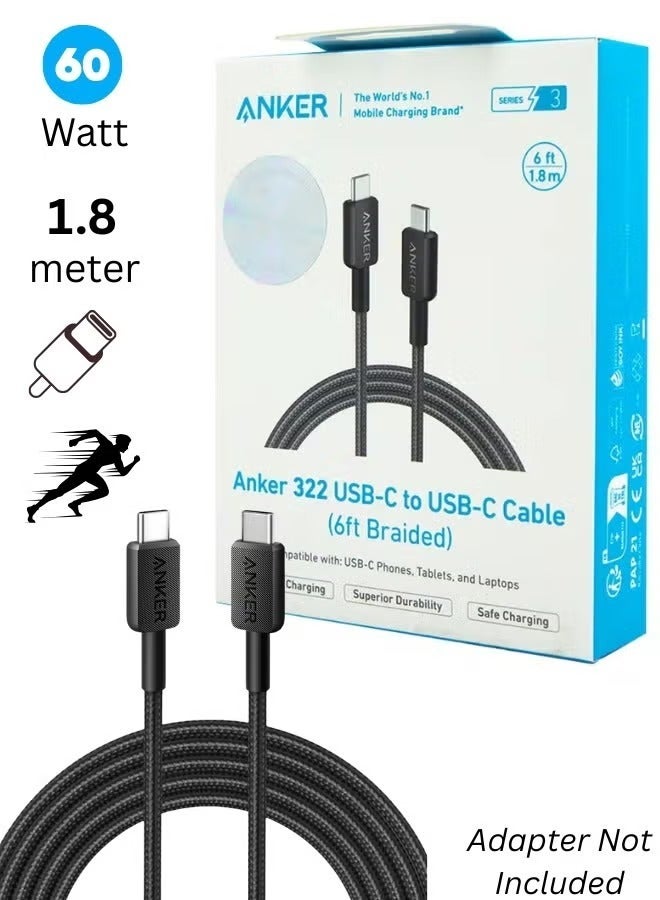 AnkerWork USB-C to USB-C Charging Cable 322 60 Watt Fast Charging Cable 1.8meter - Image 1