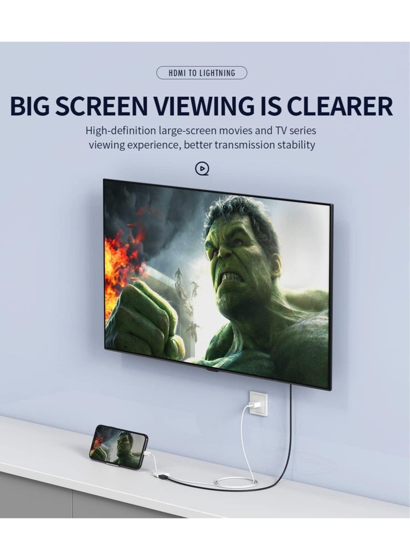 Lightning to Hdmi Adapter for TV Compatible for iPhone 12 13 Pro Max Splitter Digital AV Female Port Converter and Charging Connector Cord Projector Monitor Sync Screen Ipad Mini Apple Charger Charge - Image 2