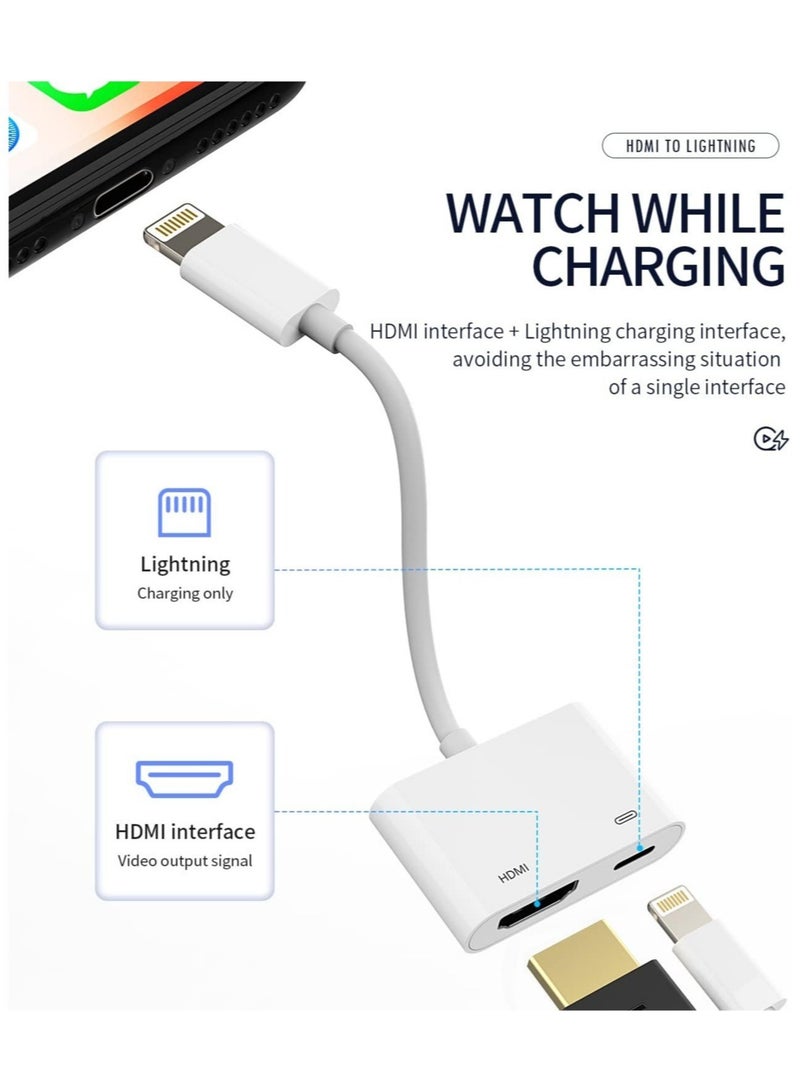 Lightning to Hdmi Adapter for TV Compatible for iPhone 12 13 Pro Max Splitter Digital AV Female Port Converter and Charging Connector Cord Projector Monitor Sync Screen Ipad Mini Apple Charger Charge - Image 3