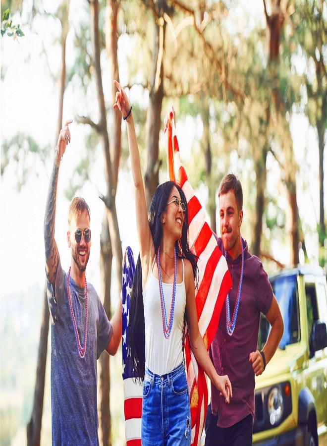 Moon Boat 4th of July Accessories Necklaces: Blue White and Red Beads Bulk, Patriotic Party Independence Memorial Day Favors Toys Decorations, 100 Pieces - Image 3