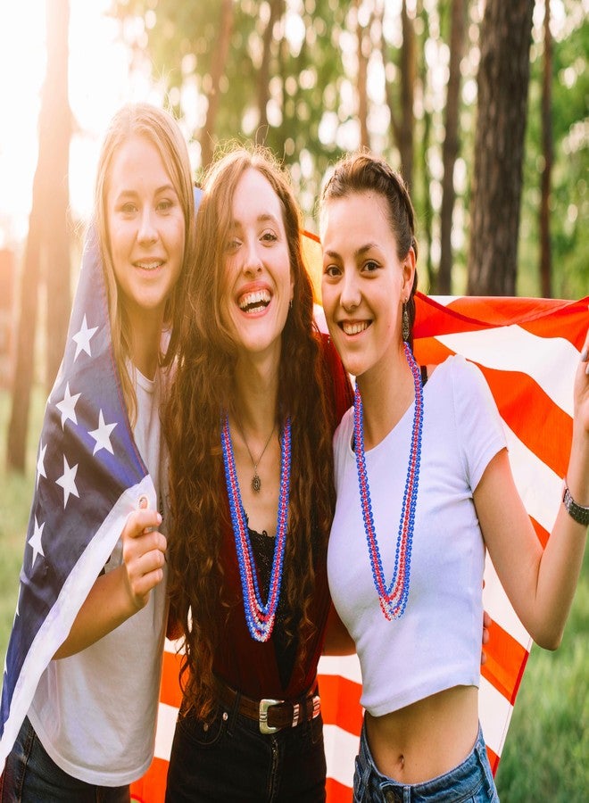 Moon Boat 4th of July Accessories Necklaces: Blue White and Red Beads Bulk, Patriotic Party Independence Memorial Day Favors Toys Decorations, 100 Pieces - Image 2
