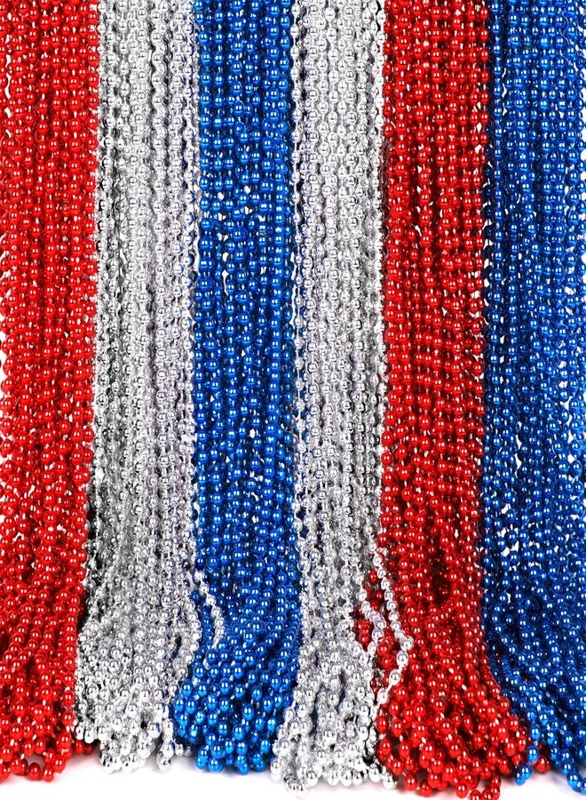 Moon Boat 4th of July Accessories Necklaces: Blue White and Red Beads Bulk, Patriotic Party Independence Memorial Day Favors Toys Decorations, 100 Pieces - Image 1