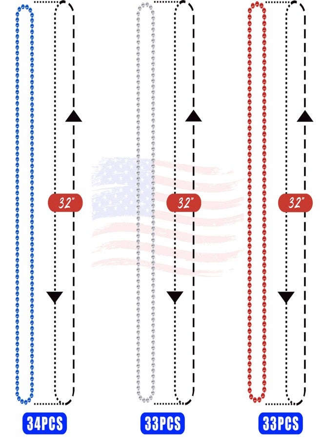 Moon Boat 4th of July Accessories Necklaces: Blue White and Red Beads Bulk, Patriotic Party Independence Memorial Day Favors Toys Decorations, 100 Pieces - Image 4