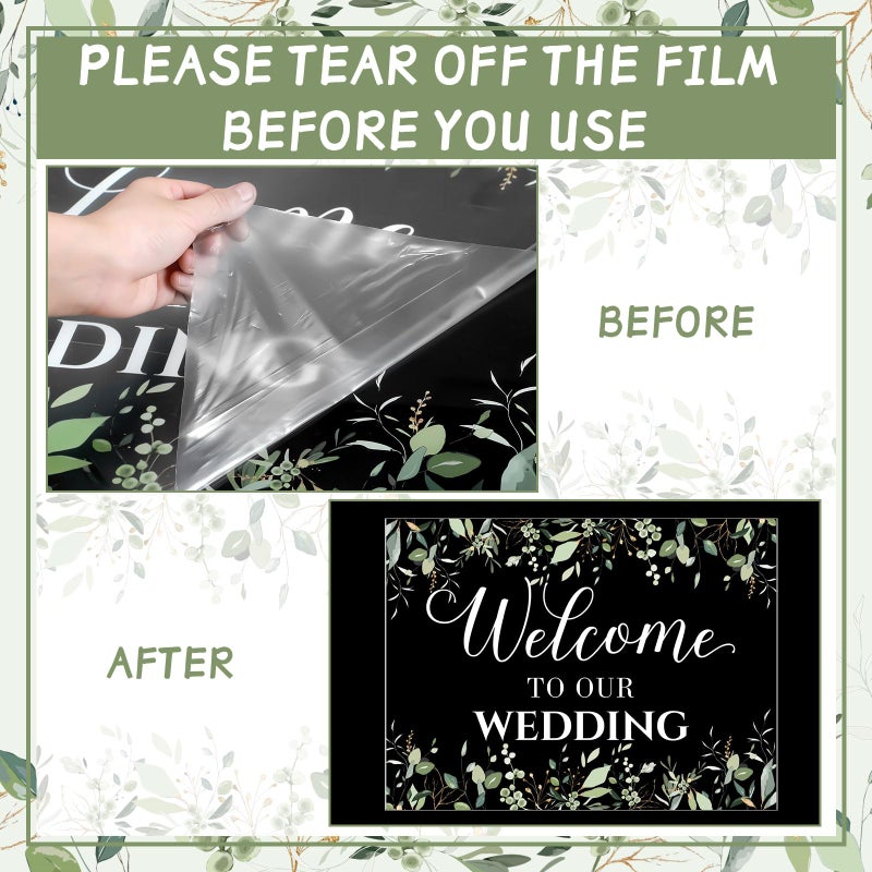 Seeloowy Welcome Wedding Sign - 24 x 18 Inch Acrylic Greenery Eucalyptus Sign for Wedding Reception, Ceremony, Lawn, Indoor - Image 3