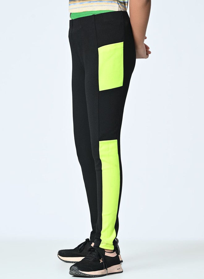 Rue Collection ت leggings عالية الخصر باللونين الأسود والأصفر للفتيات - Image 3