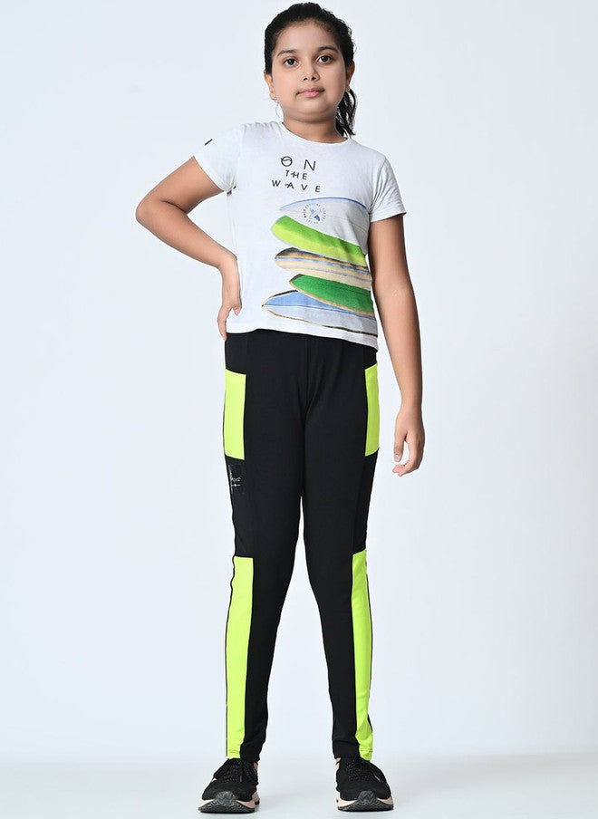 Rue Collection ت leggings عالية الخصر باللونين الأسود والأصفر للفتيات - Image 5