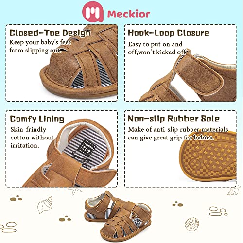 Meckior Infant Baby Boys Girls Summer Sandals Toddler Anti-Slip Soft Rubber Sole Closed-Toe Outdoor Walking First Walkers Crib Casual Shoes - Image 5