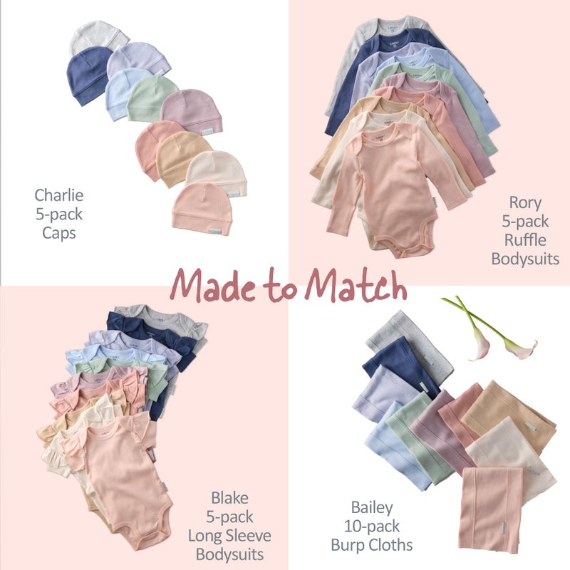 Butterblu Ashley 10-Pack Long Sleeve Ruffle Shoulder Bodysuits 100% Organic for Baby Girls, Sorbet Frost Rainbow, 3-6 Months - Image 4