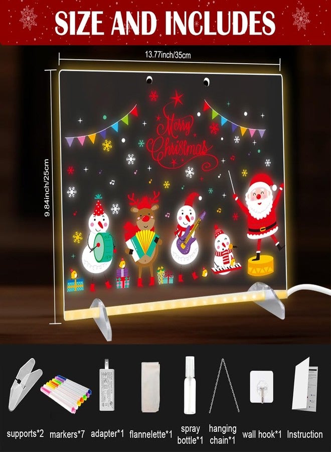 إليتون هدايا عيد الميلاد للأطفال المراهقين، لوحة ملاحظات LED مع ألوان، مع حاملين مثلثين، 7 أقلام ملونة، لوحة مسح جافة من الأكريليك مع إضاءة، لوحة رسم LED للمكتب والمدرسة والمنزل (13.78 × 9.85 بوصة) - Image 3
