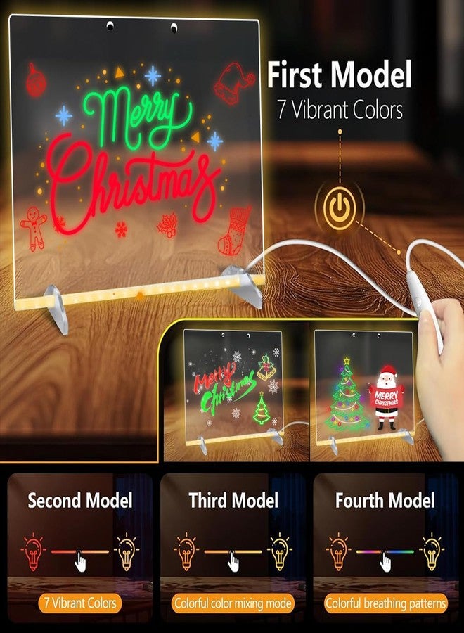 إليتون هدايا عيد الميلاد للأطفال المراهقين، لوحة ملاحظات LED مع ألوان، مع حاملين مثلثين، 7 أقلام ملونة، لوحة مسح جافة من الأكريليك مع إضاءة، لوحة رسم LED للمكتب والمدرسة والمنزل (13.78 × 9.85 بوصة) - Image 5