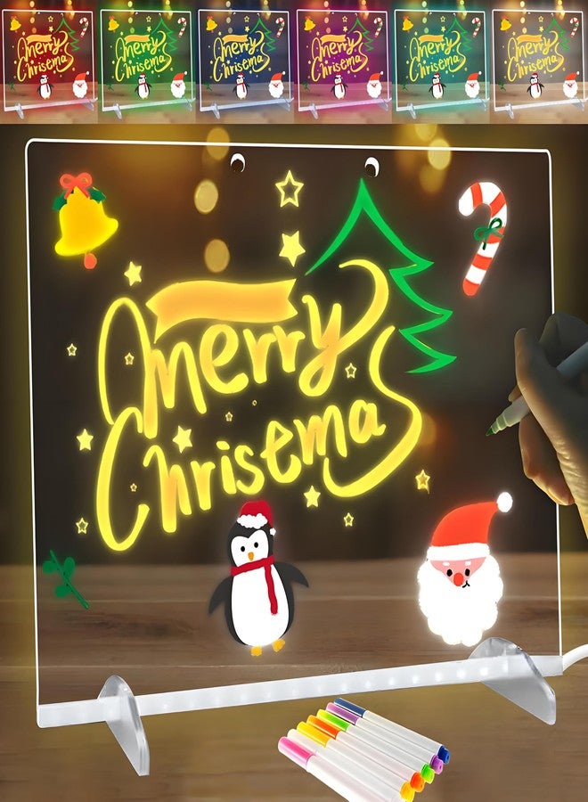 إليتون هدايا عيد الميلاد للأطفال المراهقين، لوحة ملاحظات LED مع ألوان، مع حاملين مثلثين، 7 أقلام ملونة، لوحة مسح جافة من الأكريليك مع إضاءة، لوحة رسم LED للمكتب والمدرسة والمنزل (13.78 × 9.85 بوصة) - Image 1