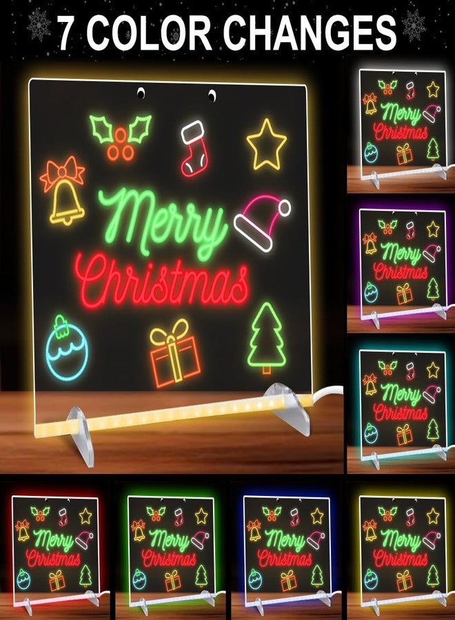 إليتون هدايا عيد الميلاد للأطفال المراهقين، لوحة ملاحظات LED مع ألوان، مع حاملين مثلثين، 7 أقلام ملونة، لوحة مسح جافة من الأكريليك مع إضاءة، لوحة رسم LED للمكتب والمدرسة والمنزل (13.78 × 9.85 بوصة) - Image 4