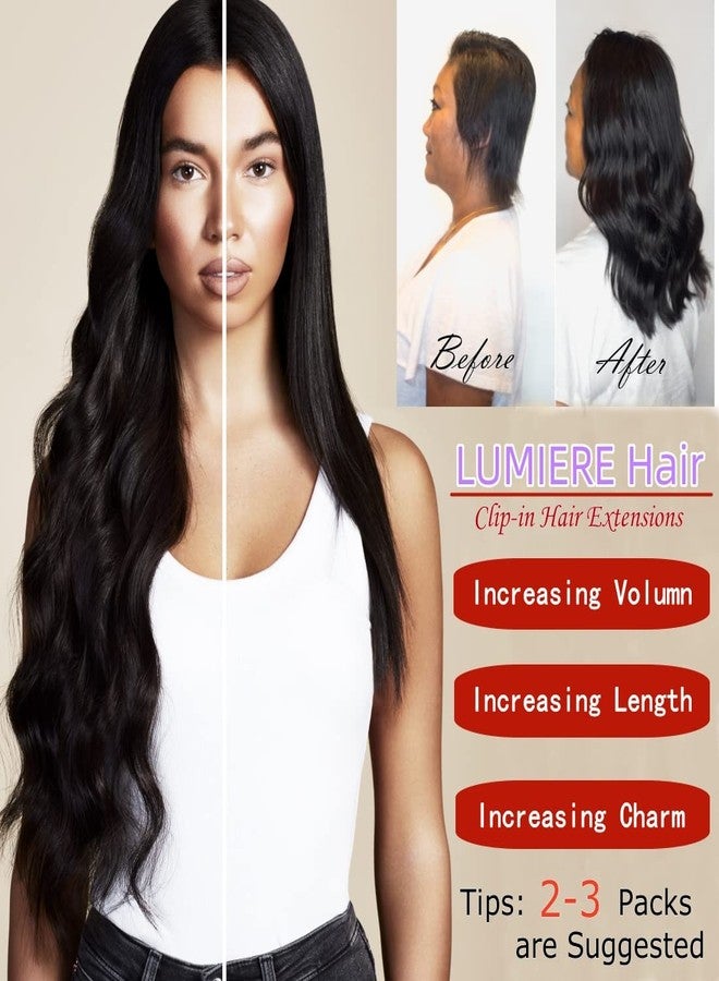 LUMIERE Clip In Hair Extensions Real Human Hair - 8 Inch Glueless Body Wave Hair Extensions Clip Ins 110g Grade 10A Brazilian Remy Hair 8Pcs With 20Clips Bob Hair Thick and Soft Natural Black - Image 5