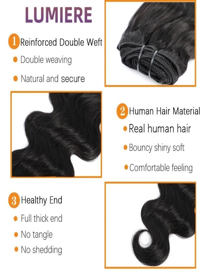 LUMIERE Clip In Hair Extensions Real Human Hair - 8 Inch Glueless Body Wave Hair Extensions Clip Ins 110g Grade 10A Brazilian Remy Hair 8Pcs With 20Clips Bob Hair Thick and Soft Natural Black - Image 4